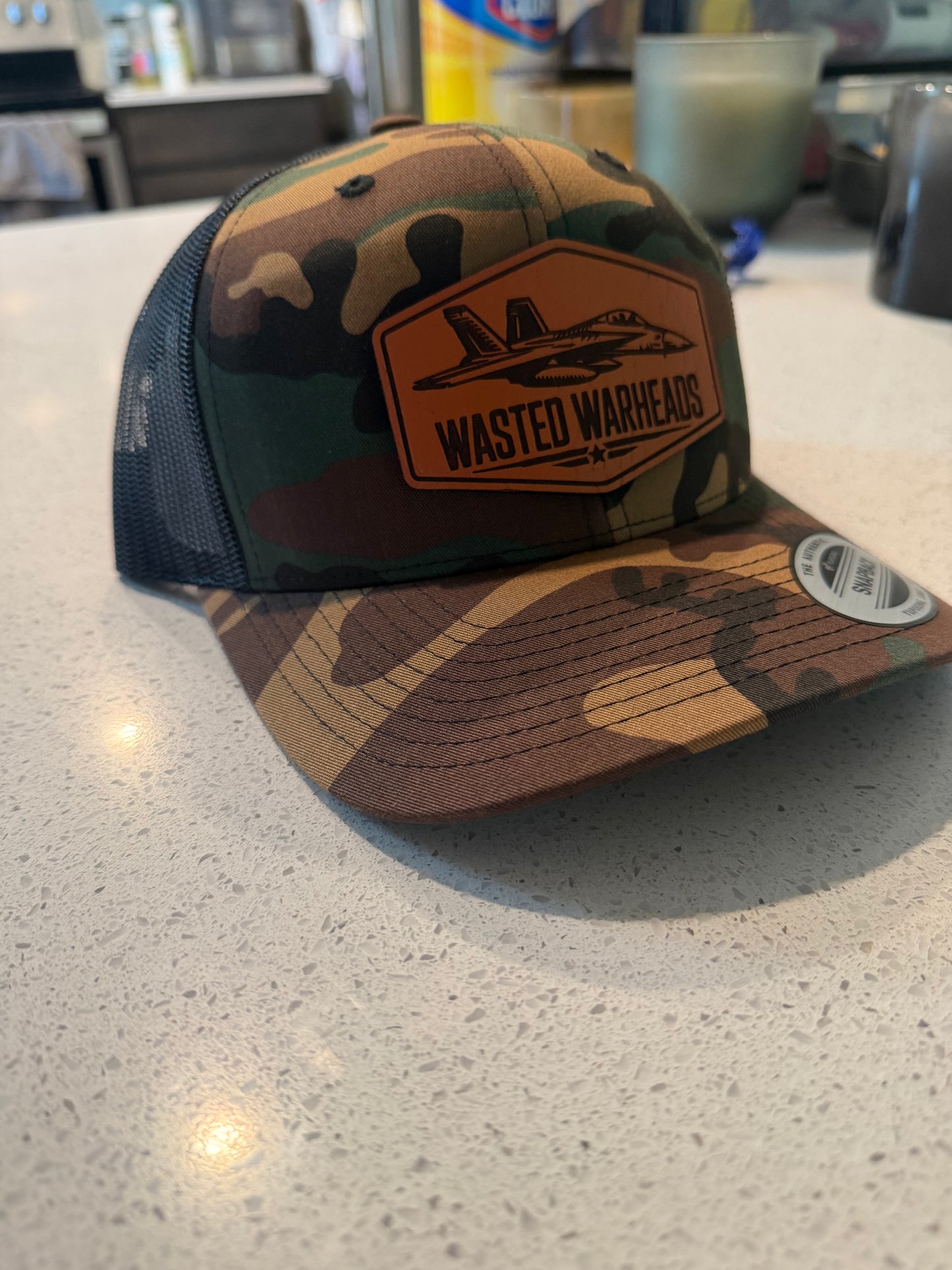 CAMOUFLAGE LEATHER PATCH HAT